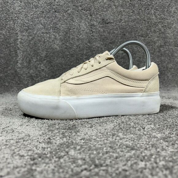 VANS Old Skool Women’s Size 7 Tan Suede Canvas Casual Lace Up Shoes Used - Picture 5 of 11
